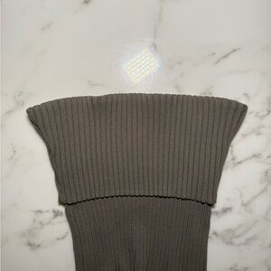Zara Ribbed Knit Top in Khaki